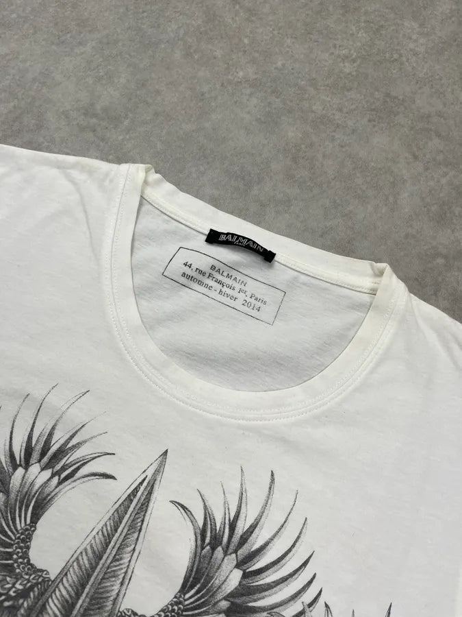 AW2014 Balmain Sword Flag White T-Shirt oxzGtYv 3