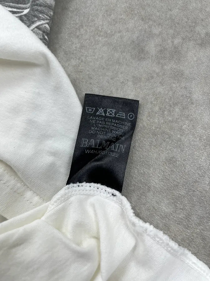 AW2014 Balmain Sword Flag White T-Shirt oxzGtYv 8