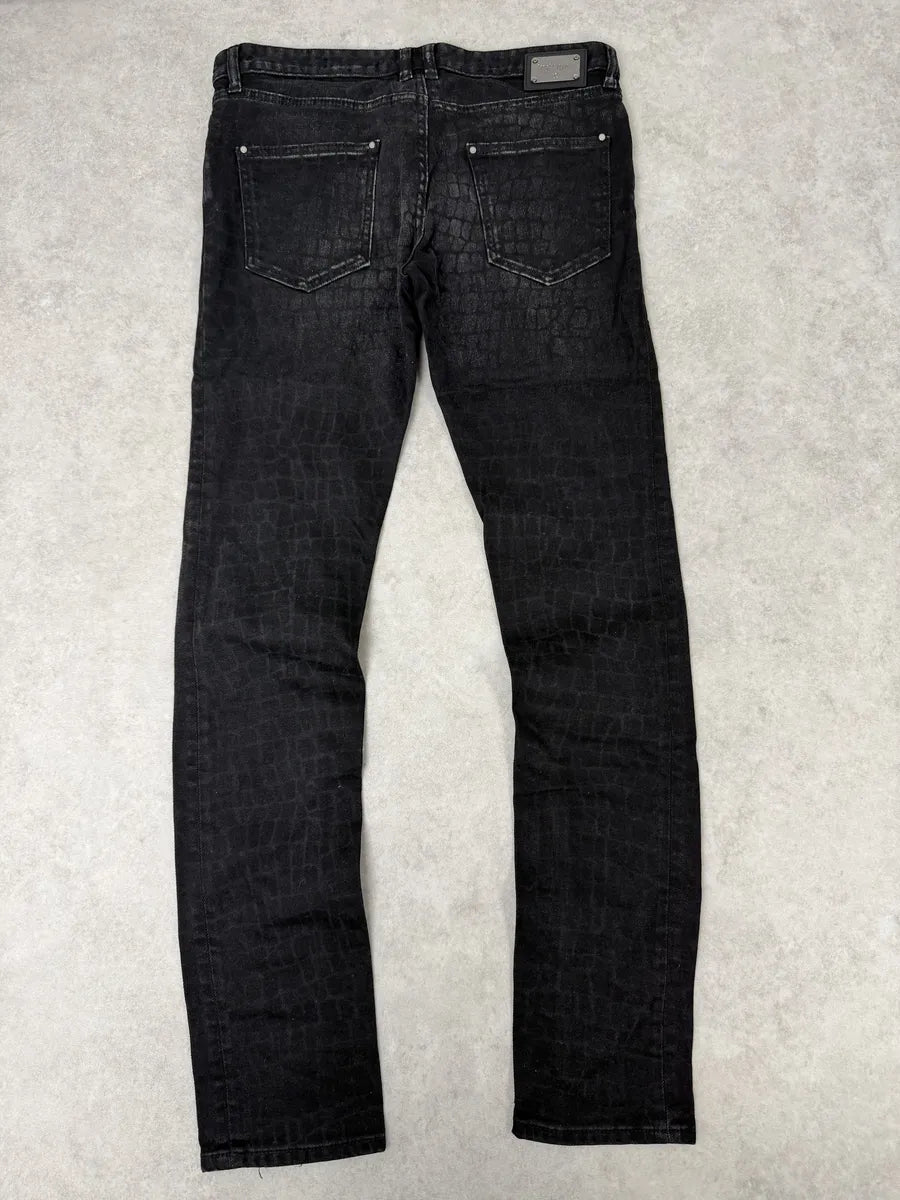 AW2014 Cavalli Black Crocodile Print Slim Pants kRNKYiU 1