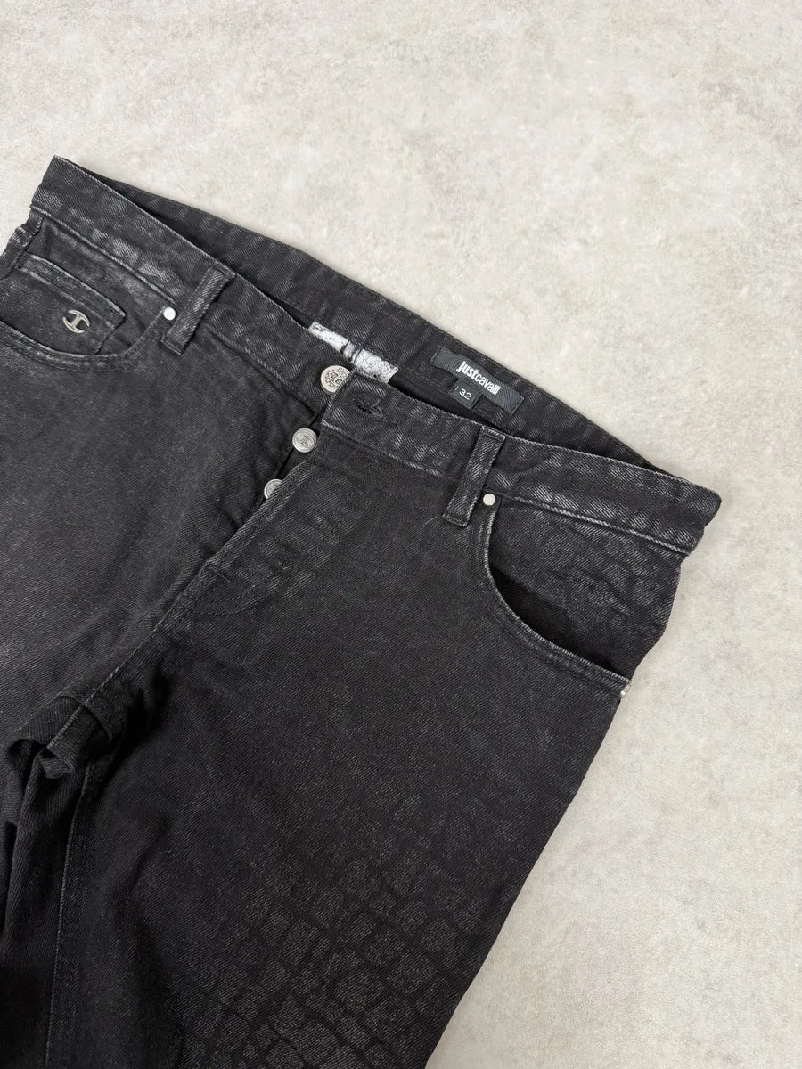 AW2014 Cavalli Black Crocodile Print Slim Pants kRNKYiU 12