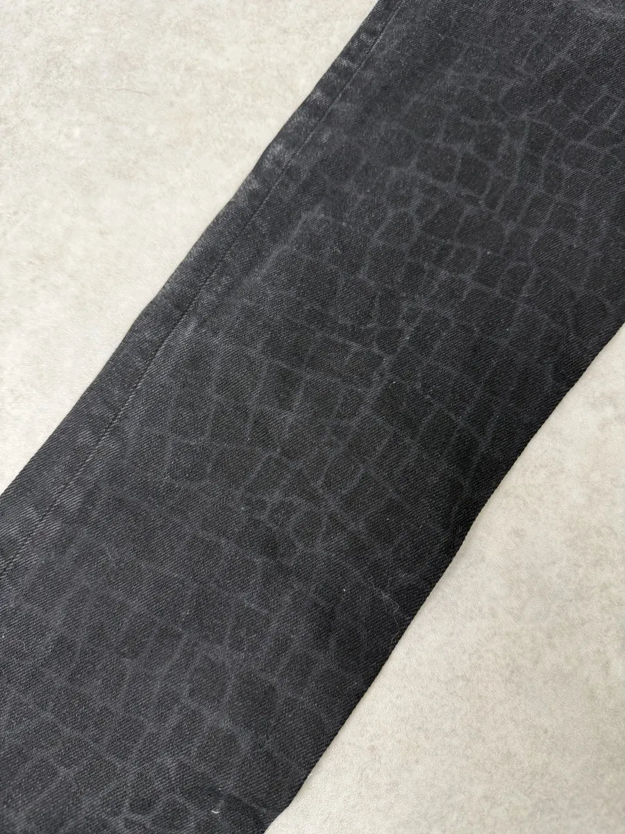 AW2014 Cavalli Black Crocodile Print Slim Pants kRNKYiU 5