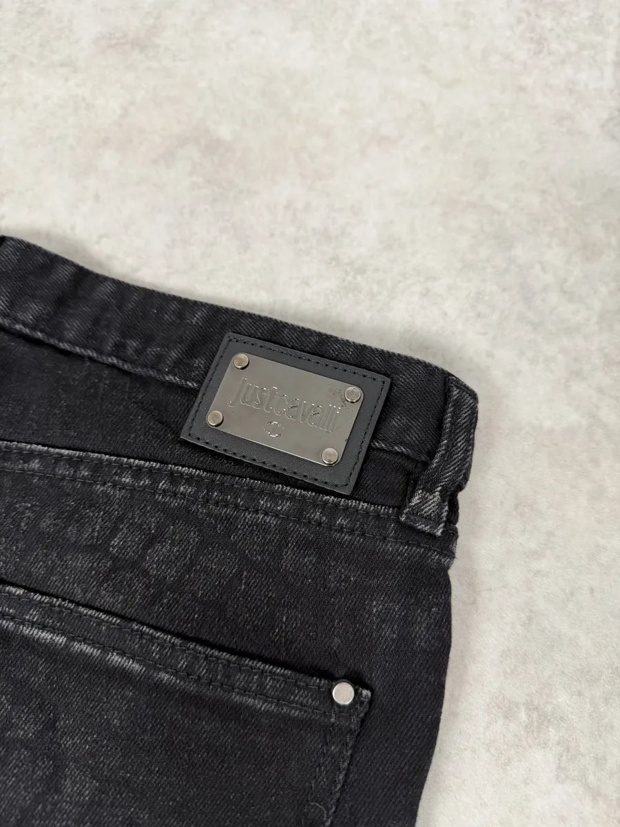 AW2014 Cavalli Black Crocodile Print Slim Pants kRNKYiU 6