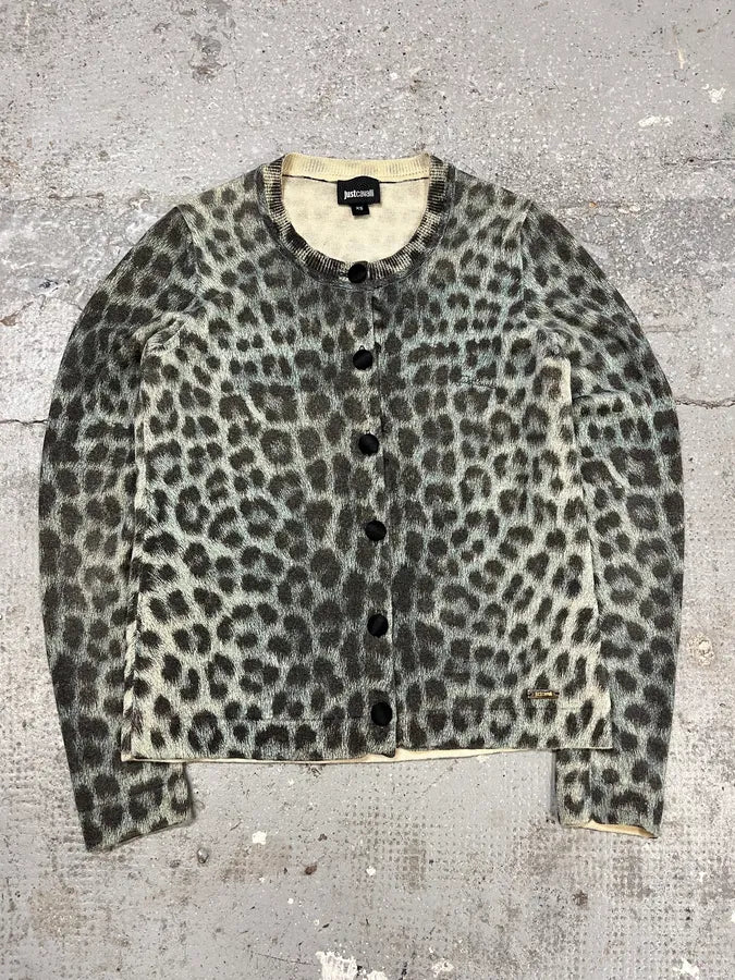 AW2014 Cavalli Green Leopard Cardigan pXUrNsi 0