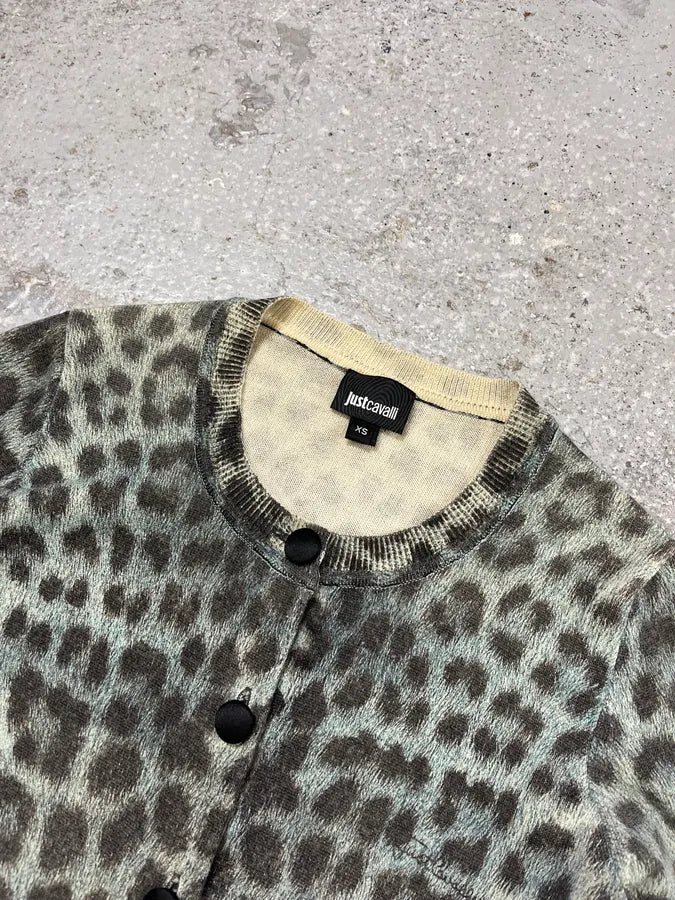 AW2014 Cavalli Green Leopard Cardigan pXUrNsi 5