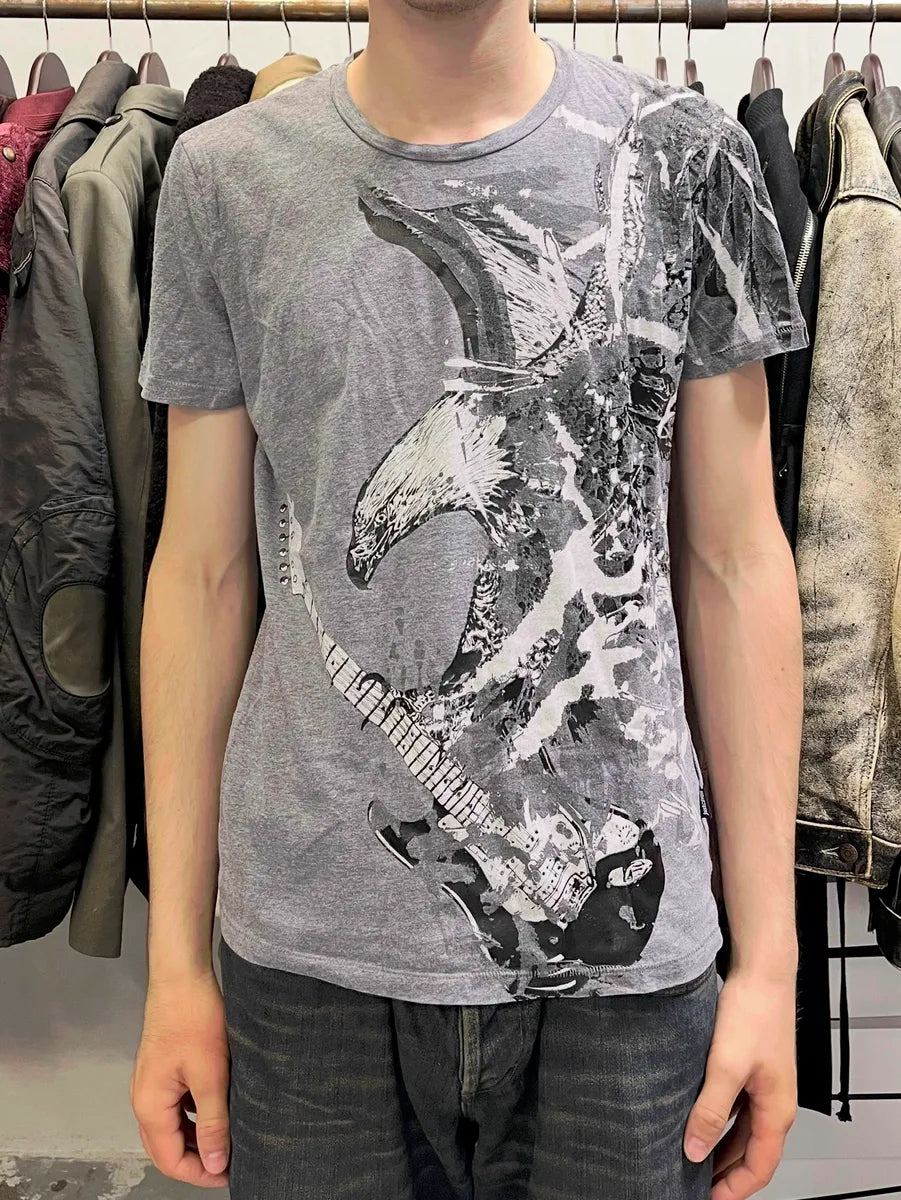 AW2014 Cavalli Grey Eagle Rock Guitar Tee-Shirt lgHVdjJ 1