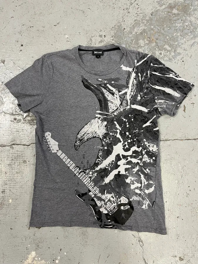 AW2014 Cavalli Grey Eagle Rock Guitar Tee-Shirt lgHVdjJ 0