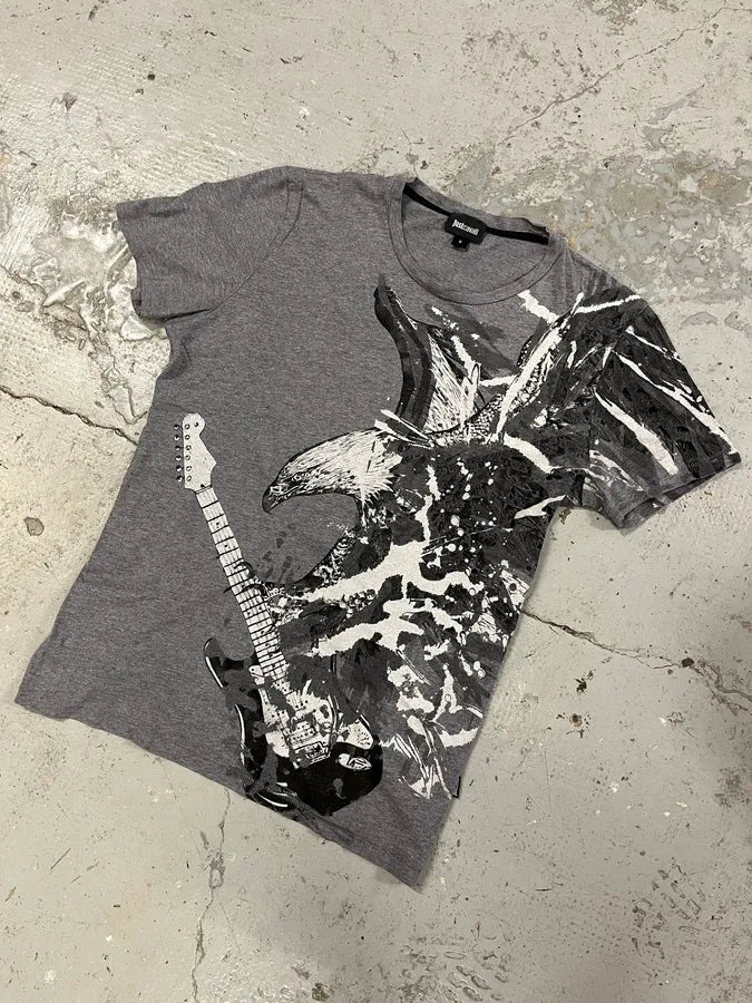 AW2014 Cavalli Grey Eagle Rock Guitar Tee-Shirt lgHVdjJ 3