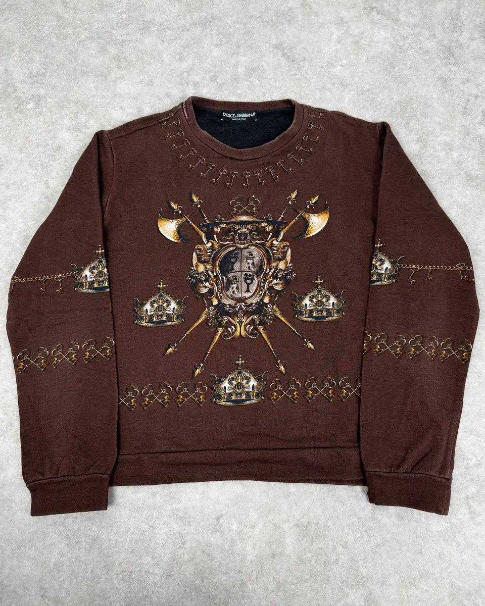 AW2014 Dolce & Gabbana Brown Knight Axe Sweater INgYvEl 0