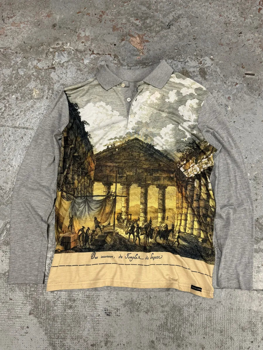 AW2014 Dolce & Gabbana Grey Templo Polo Shirt vKQgnxr 0