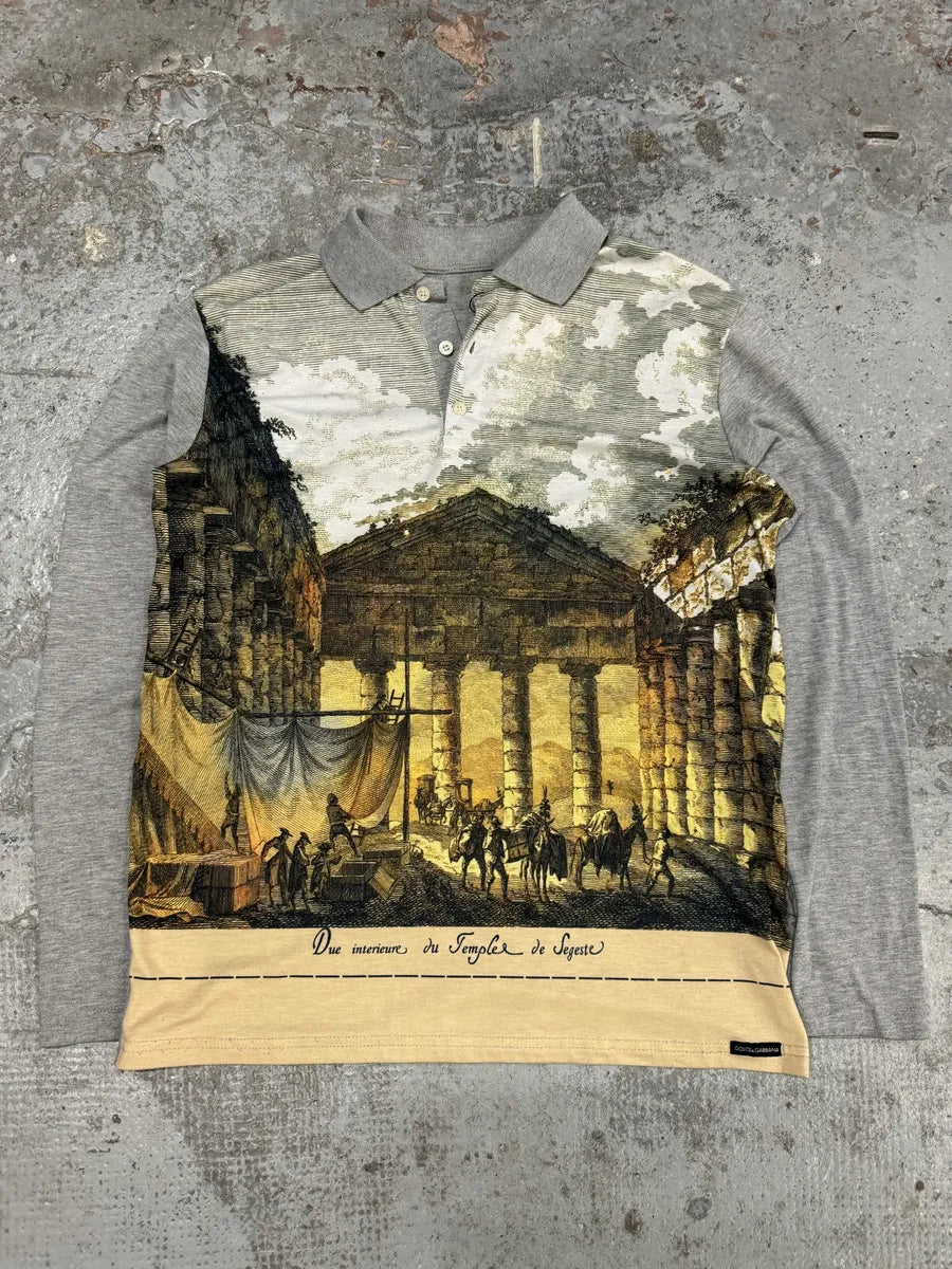 AW2014 Dolce & Gabbana Grey Templo Polo Shirt vKQgnxr 3