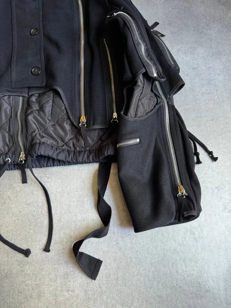 AW2014 Dries Van Noten Black Wool Zips Bomber Jacket eewQjgC 10