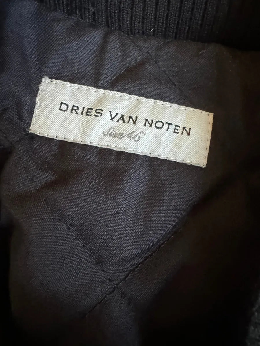 AW2014 Dries Van Noten Black Wool Backzip Bomber Jacket eewQjgC 11