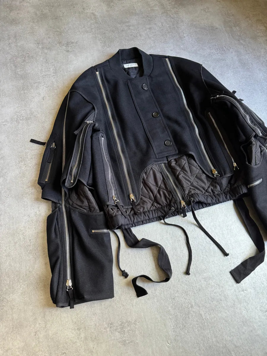 AW2014 Dries Van Noten Black Wool Zips Bomber Jacket eewQjgC 12