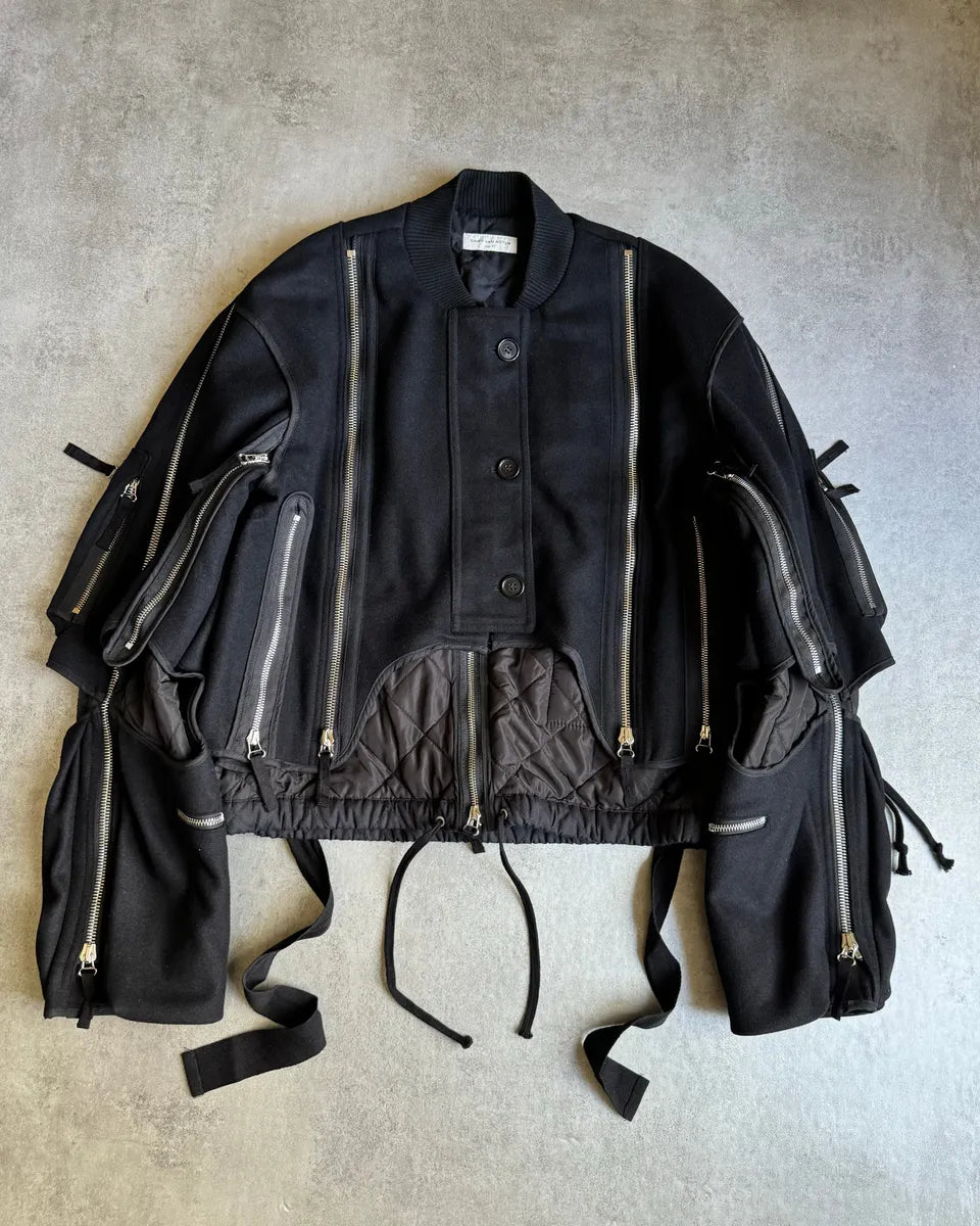 AW2014 Dries Van Noten Black Wool Zips Bomber Jacket eewQjgC 2