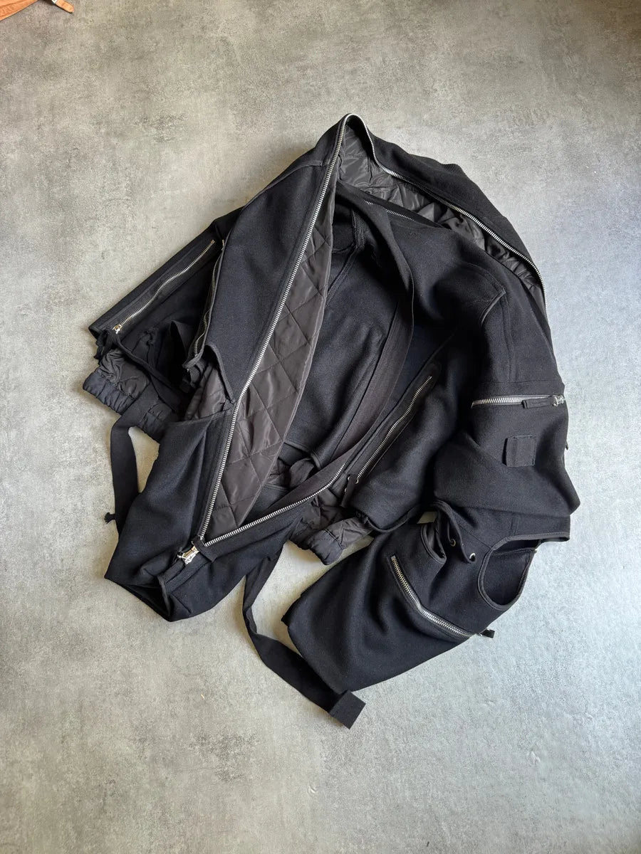 AW2014 Dries Van Noten Black Wool Zips Bomber Jacket eewQjgC 4