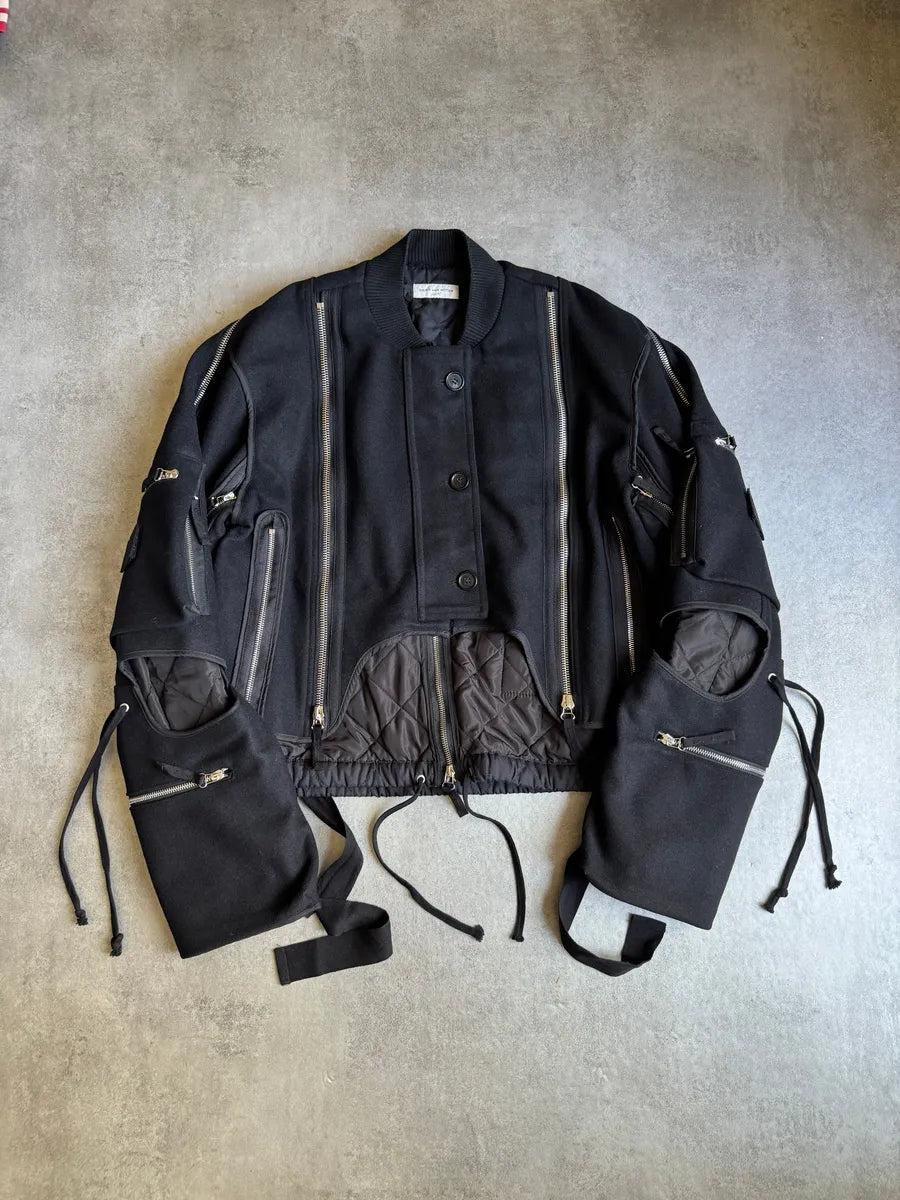 AW2014 Dries Van Noten Black Wool Zips Bomber Jacket eewQjgC 9