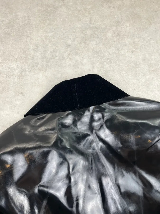 SS2014 Emporio Armani Black Reflective Matrix Asymmetrical Leather Jacket PbPJvgB 7