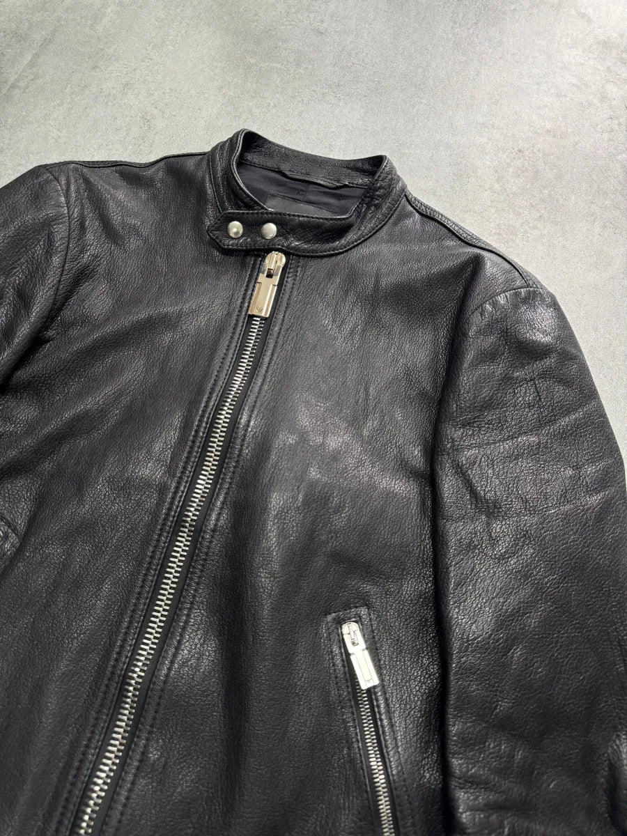 AW2014 Emporio Armani Black Perfect Leather Jacket wsYkgHz 1