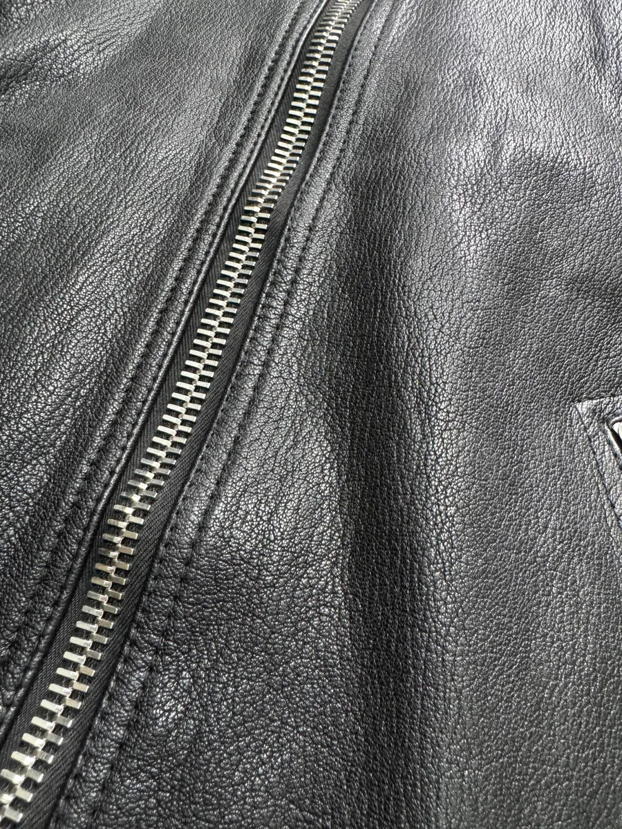 AW2014 Emporio Armani Black Perfect Leather Jacket wsYkgHz 3