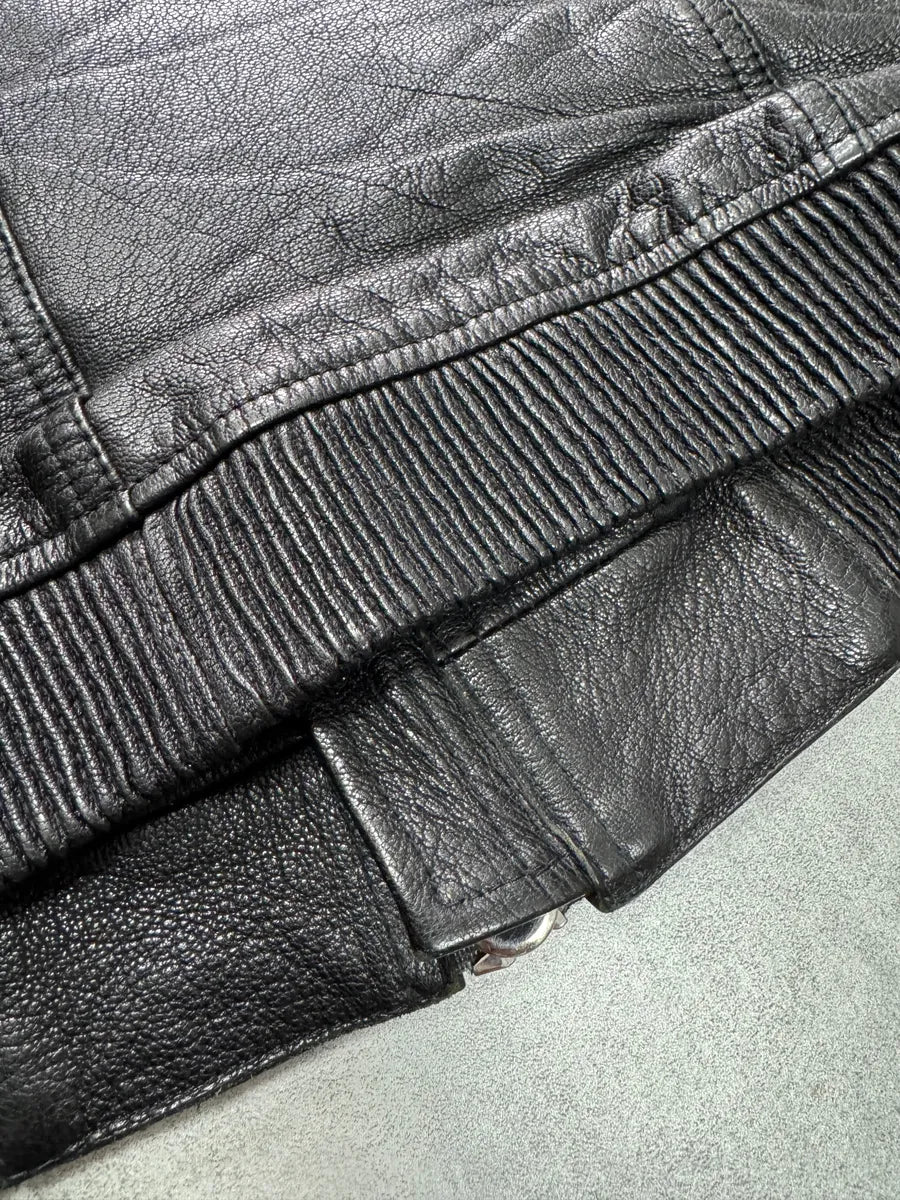 AW2014 Emporio Armani Black Perfect Leather Jacket wsYkgHz 6