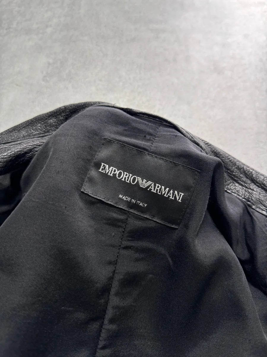 AW2014 Emporio Armani Black Perfect Leather Jacket wsYkgHz 7
