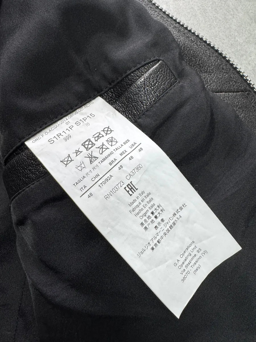 AW2014 Emporio Armani Black Perfect Leather Jacket wsYkgHz 9