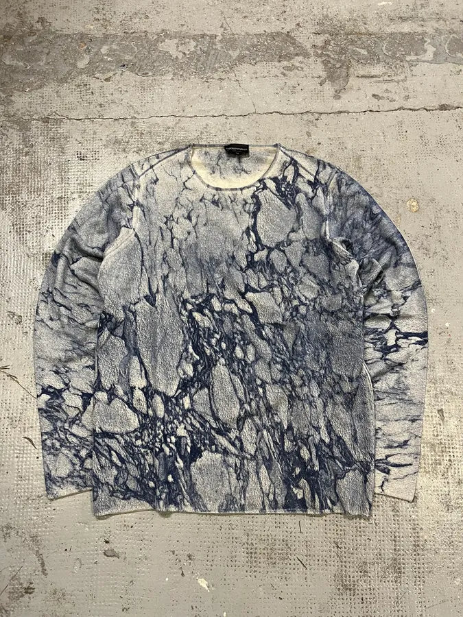 AW2014 Emporio Armani Blue Marble Avant-Garde Abstract Sweater STwJwCC 0
