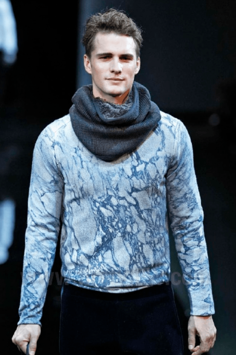 AW2014 Emporio Armani Blue Marble Avant-Garde Abstract Sweater STwJwCC 1