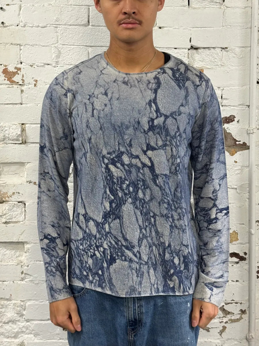 AW2014 Emporio Armani Blue Marble Avant-Garde Abstract Sweater STwJwCC 2