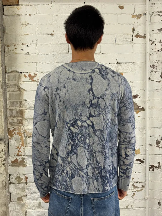 AW2014 Emporio Armani Blue Marble Avant-Garde Abstract Sweater STwJwCC 3