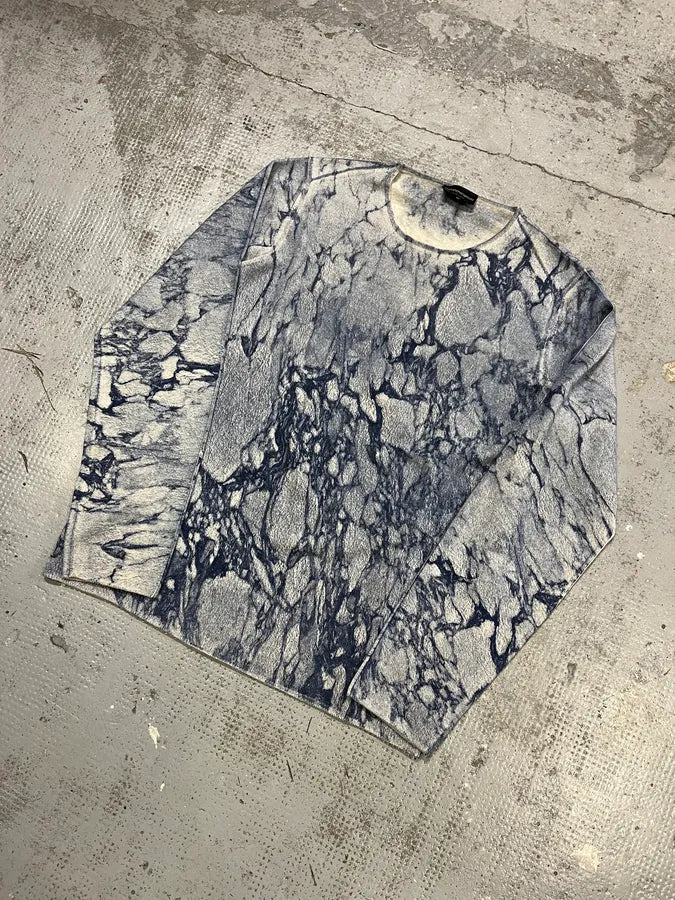 AW2014 Emporio Armani Blue Marble Avant-Garde Abstract Sweater STwJwCC 4