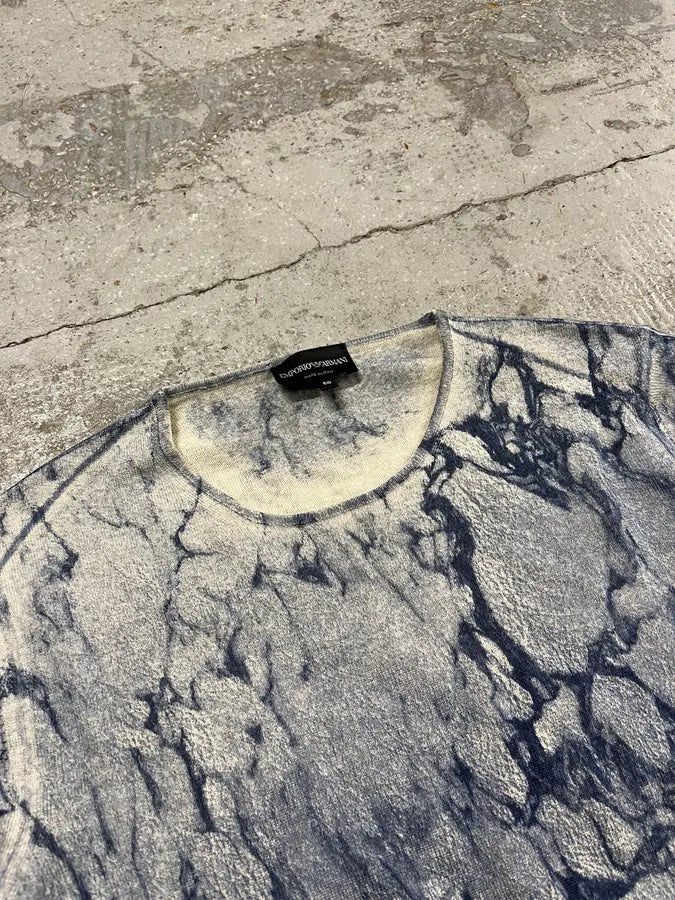 AW2014 Emporio Armani Blue Marble Avant-Garde Abstract Sweater STwJwCC 5