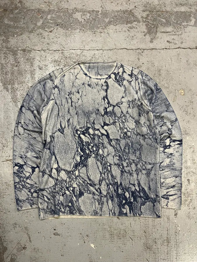 AW2014 Emporio Armani Blue Marble Avant-Garde Abstract Sweater STwJwCC 7