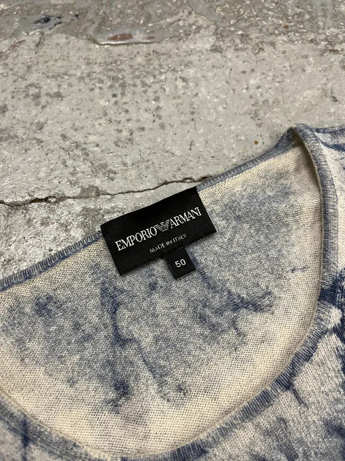 AW2014 Emporio Armani Blue Marble Avant-Garde Abstract Sweater STwJwCC 8