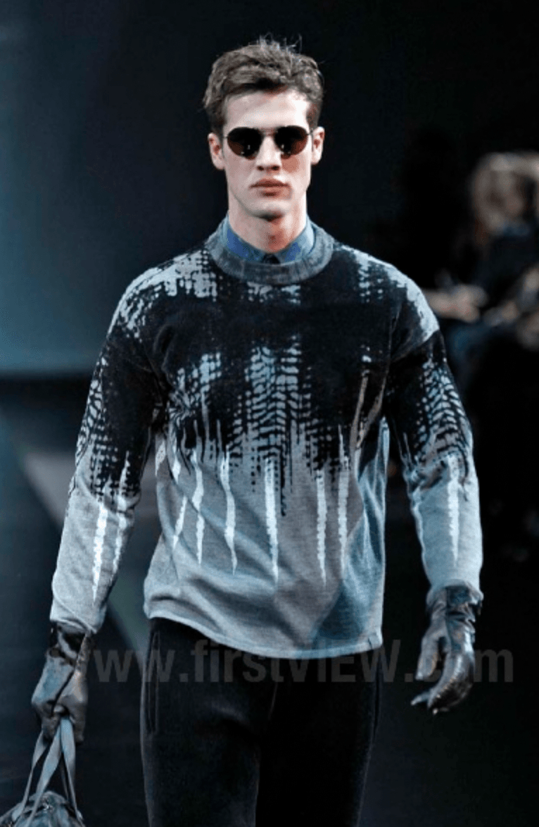 AW2014 Emporio Armani Grey & Black Abstract Sweater kPZKRte 1