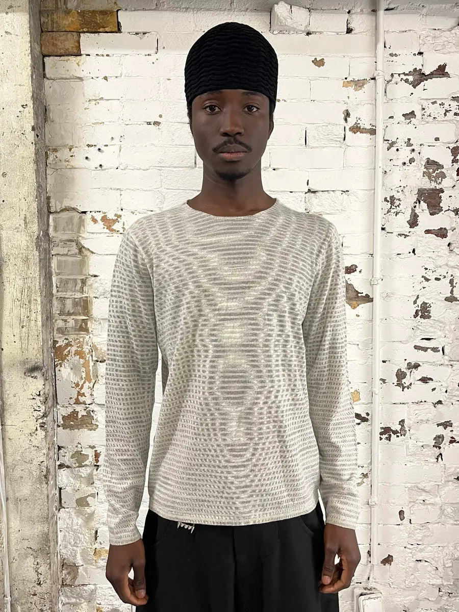 AW2014 Emporio Armani Grey Abstract Wave Sweater MsVGrGY 0