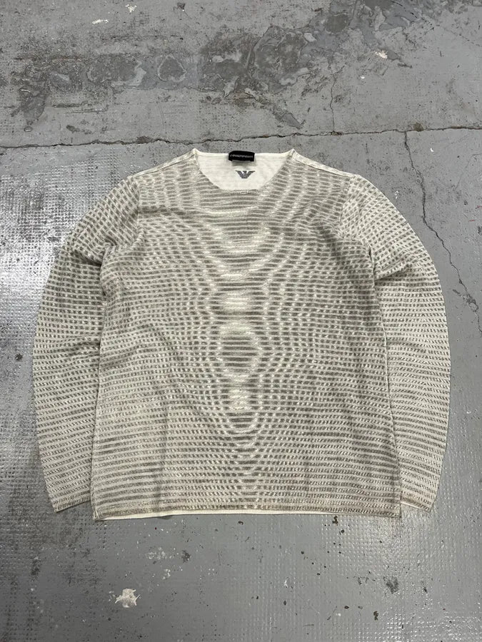 AW2014 Emporio Armani Grey Abstract Wave Sweater MsVGrGY 2