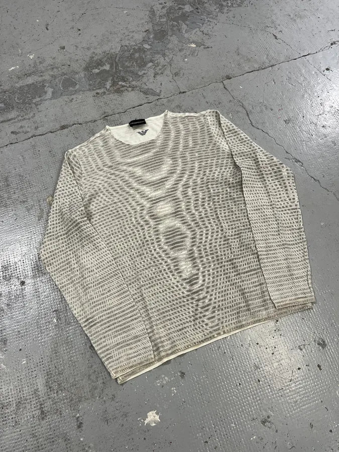 AW2014 Emporio Armani Grey Abstract Wave Sweater MsVGrGY 3