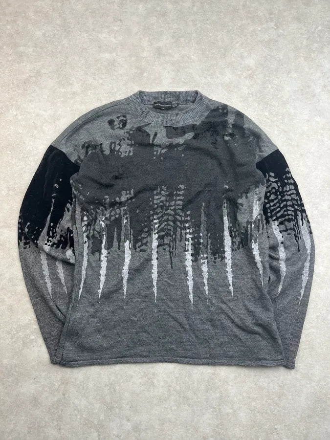 AW2014 Emporio Armani Grey & Black Abstract Sweater kPZKRte 5
