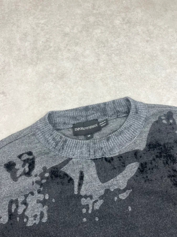 AW2014 Emporio Armani Grey & Black Abstract Sweater kPZKRte 4