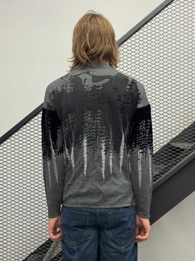 AW2014 Emporio Armani Grey & Black Abstract Sweater kPZKRte 3