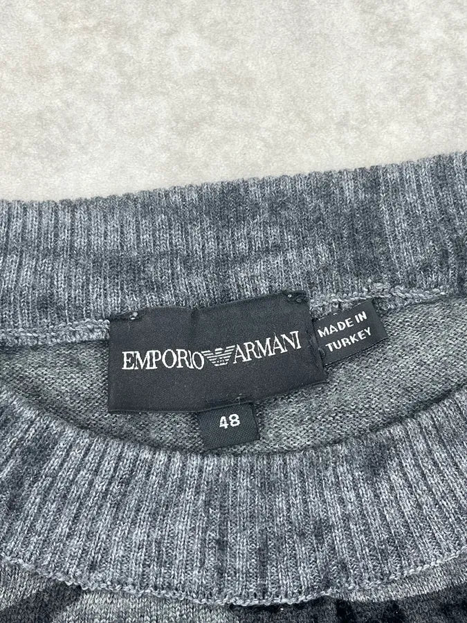 AW2014 Emporio Armani Grey & Black Abstract Sweater kPZKRte 8