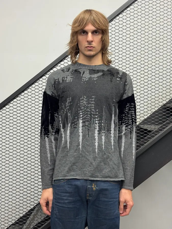 AW2014 Emporio Armani Grey & Black Abstract Sweater kPZKRte 2