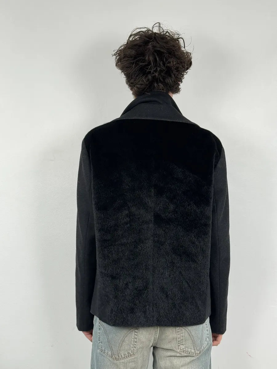AW2014 Emporio Armani Layered Wool Faux Fur Blazer Jacket yDckLXg 3