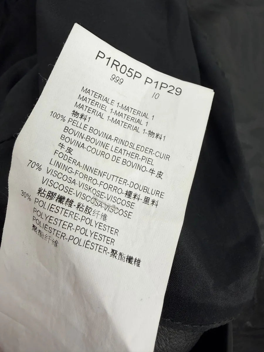 AW2014 Emporio Armani Relief Zebra Asymmetrical Biker Black Leather Jacket NZFwKwU 11