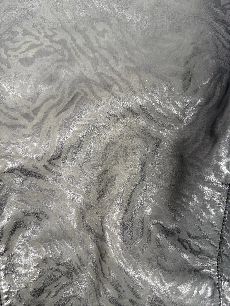 AW2014 Emporio Armani Relief Zebra Asymmetrical Biker Black Leather Jacket NZFwKwU 9