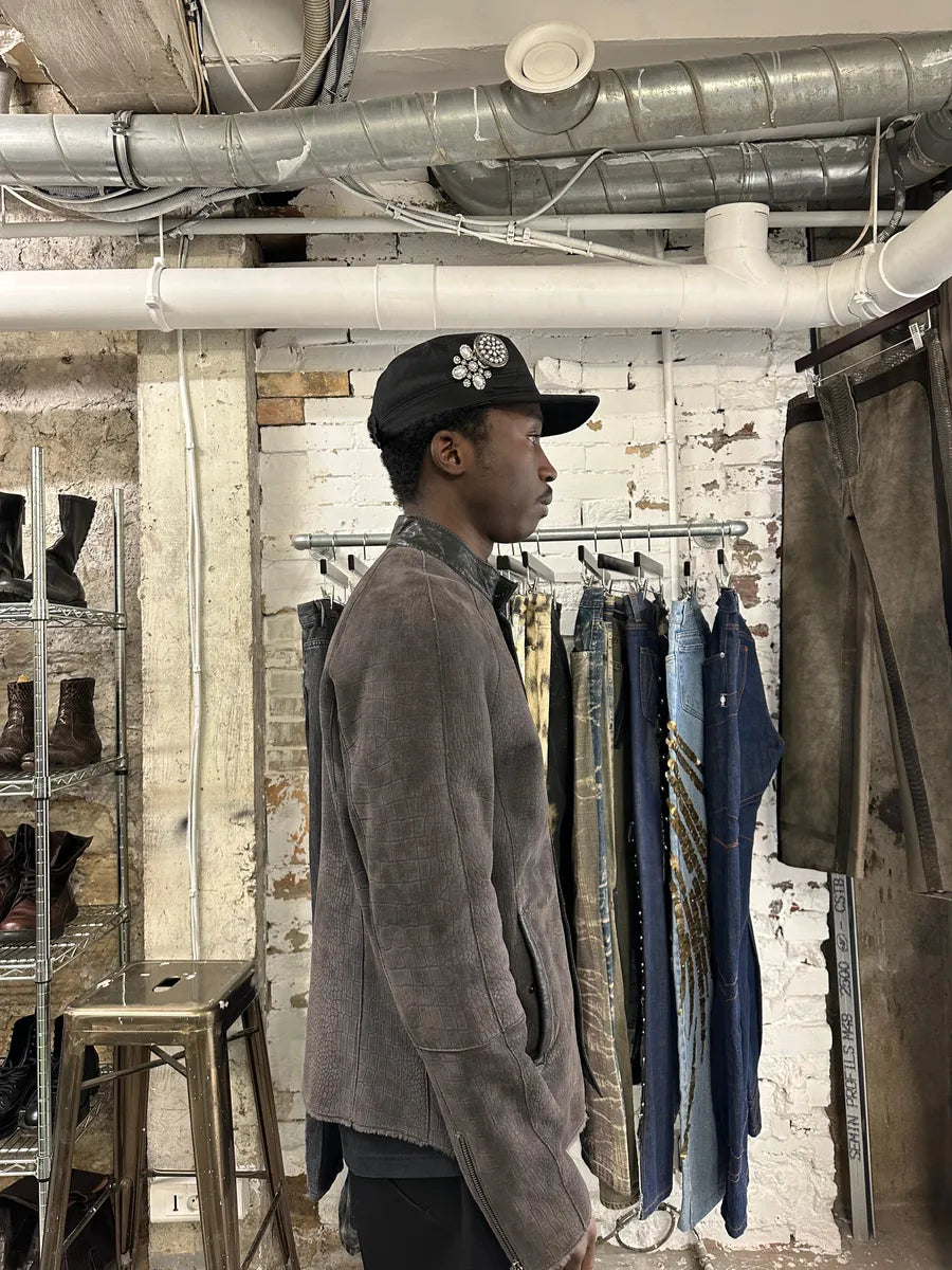 AW2014 Giorgio Armani Brown Crocodile Effect Lamb Shearling Fur Jacket nKrbqRo 4