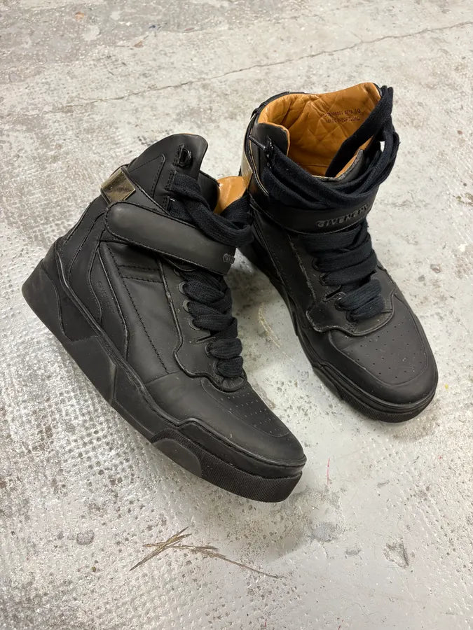 AW2014 Givenchy Black High Leather Tyson Sneakers fcUKpTI 4