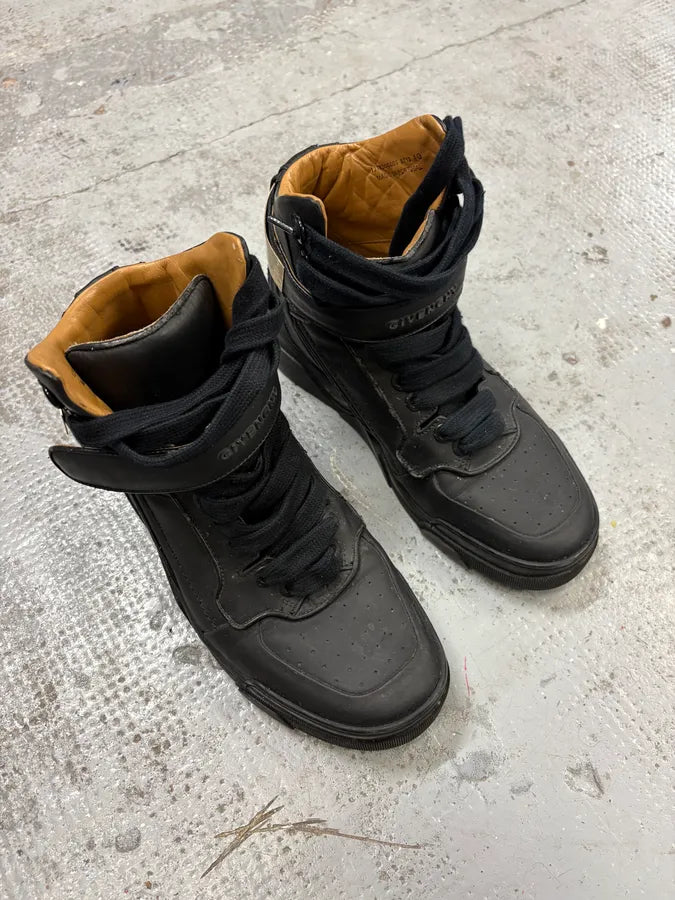 AW2014 Givenchy Black High Leather Tyson Sneakers fcUKpTI 3