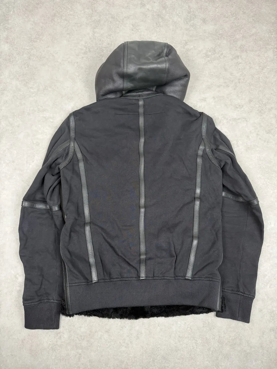 AW2014 Givenchy Black Leather Shearling Hooded Jacket by Riccardo Tisci pCFppmq 5